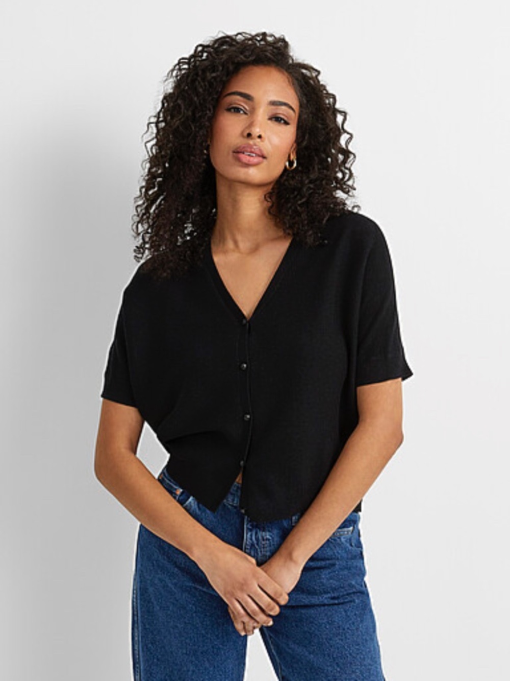 Black Linen Blend Blouse - BNWT